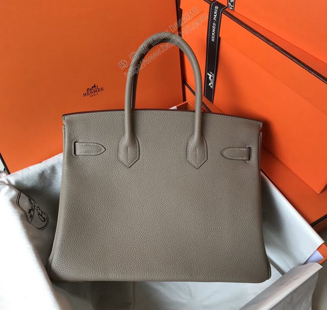 Hermes女包 愛馬仕Birkin Hermes鉑金包 togo小牛皮 斑鳩灰 金銀扣 Hermes手提女包  am1828